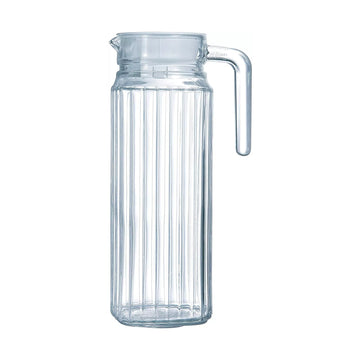 1L Clear Glass Water Pitcher Fridge Jug w/ Lid