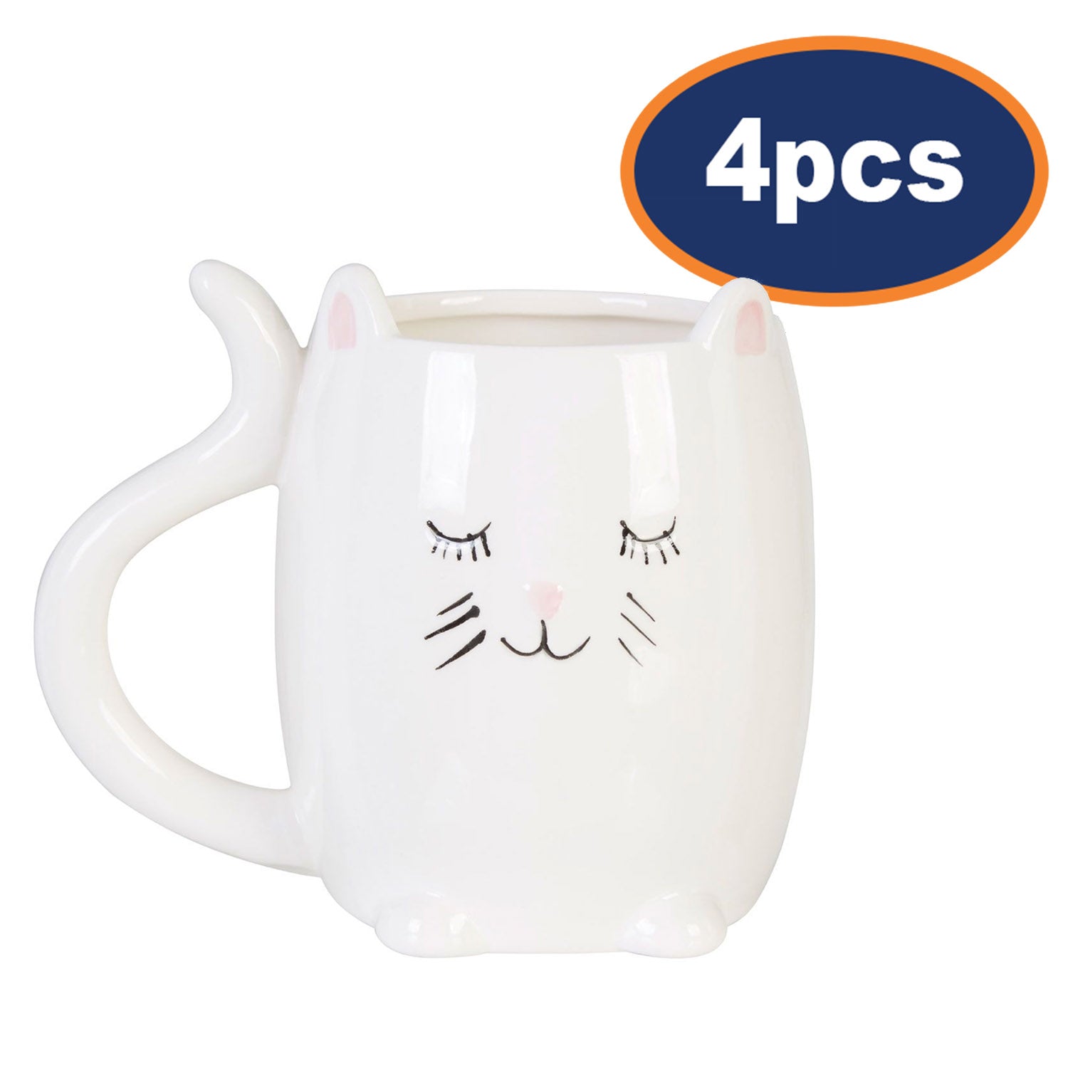 4pc Gigil Cat Shape 470ml Novelty Mug