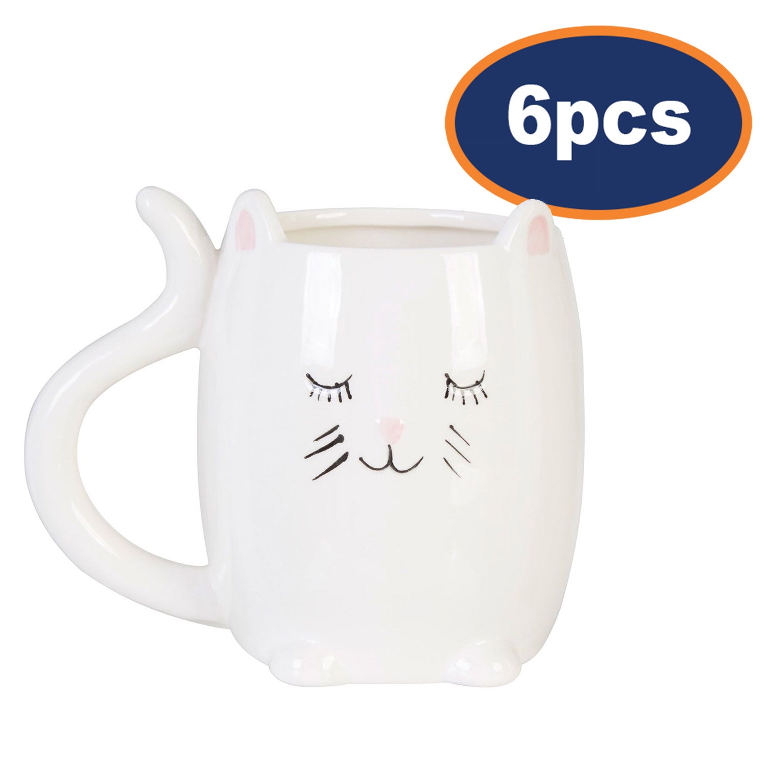 6pc Gigil Cat Shape 470ml Novelty Mug