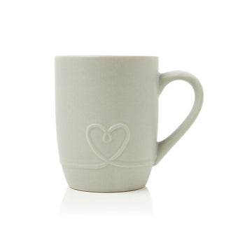 300ml Grey Stoneware Heart Embossed Minimalist Mug Coffee