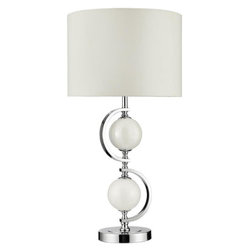 1 Light Finish Table Lamp With Cream Glass Balls And Drum Shade