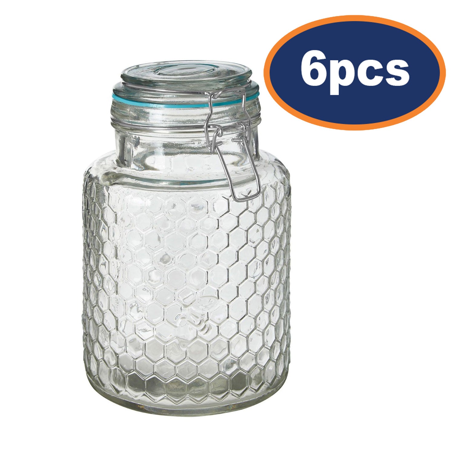 6pcs 1300ml Apiary Glass Preserving Jar