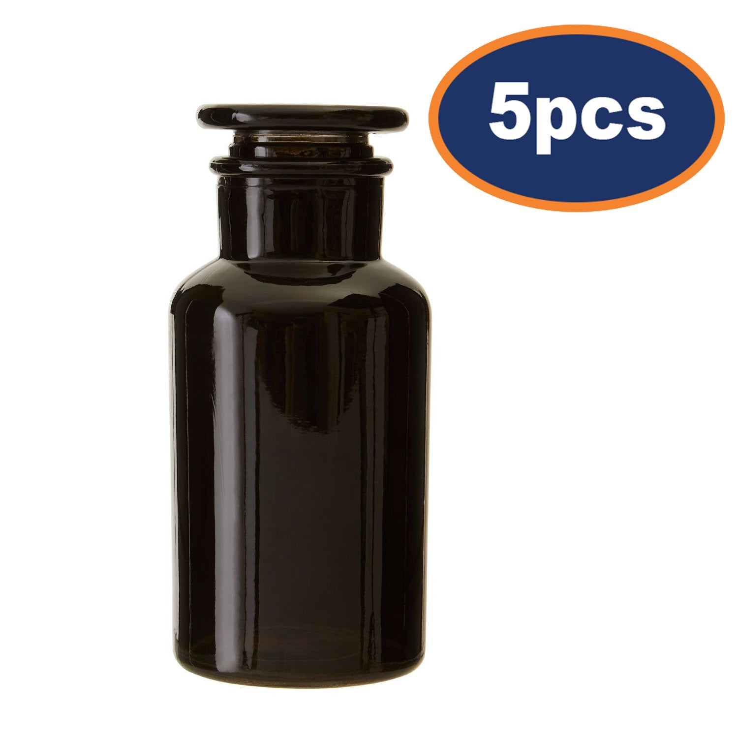 5pcs 500ml Black Embossed Apothecary Jar
