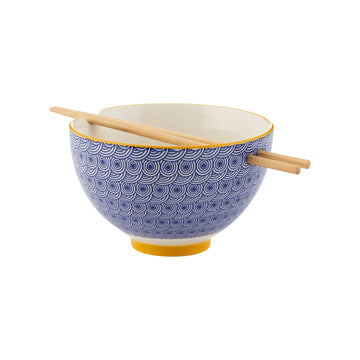 16.5cm World Foods Blue Noodle Rice Serving Bowl