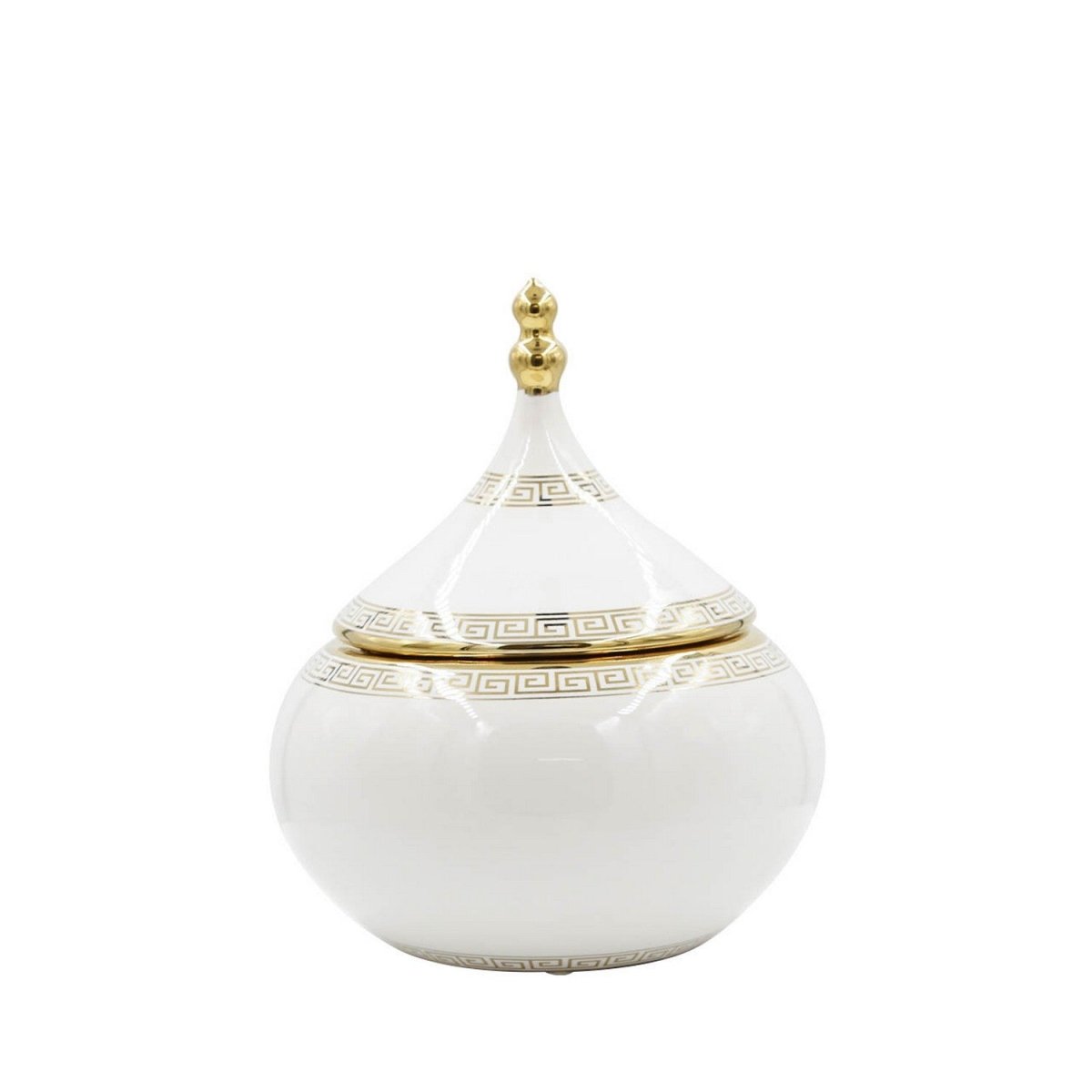 17.5cm Ginger Jar White and Gold - Bonnypack