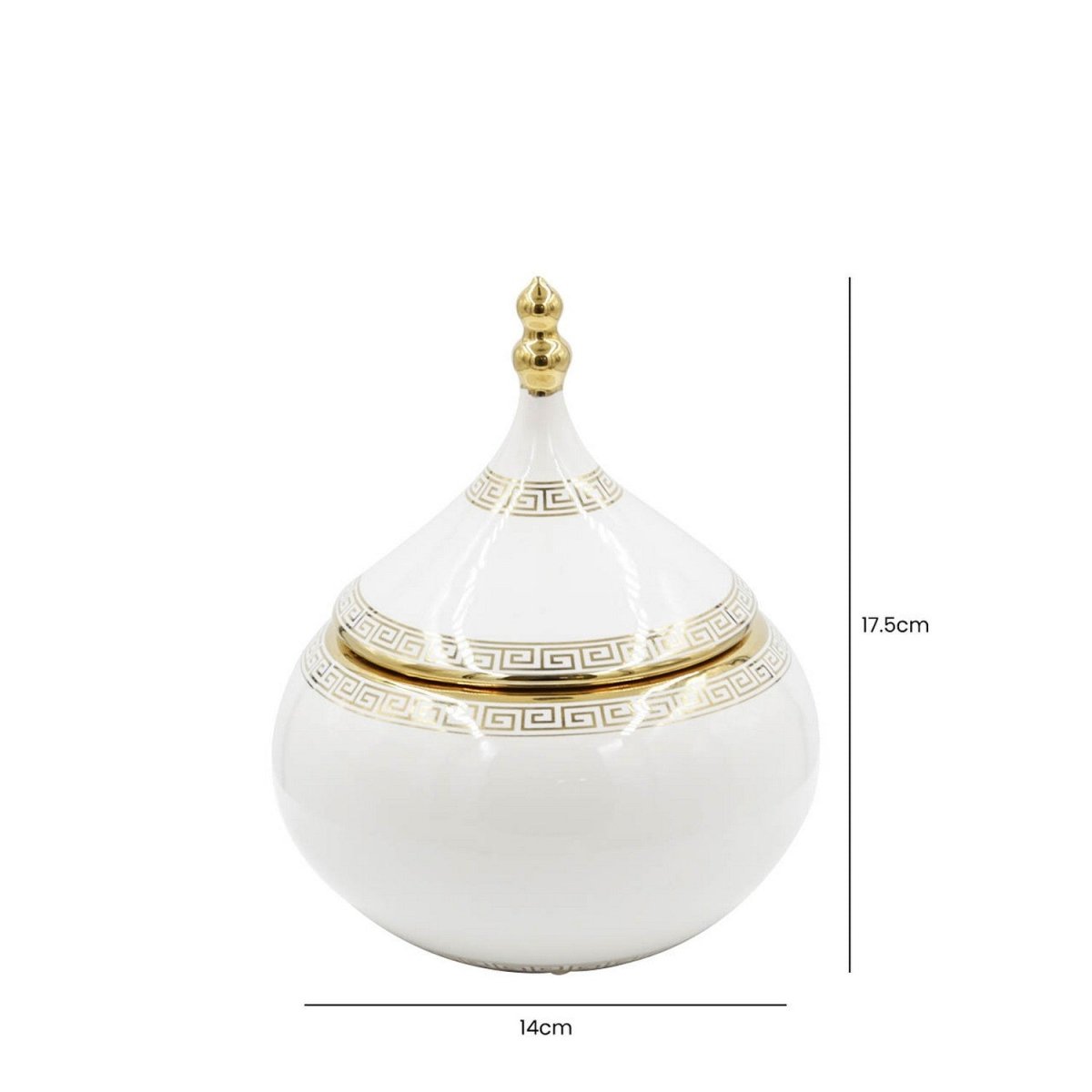 17.5cm Ginger Jar White and Gold - Bonnypack