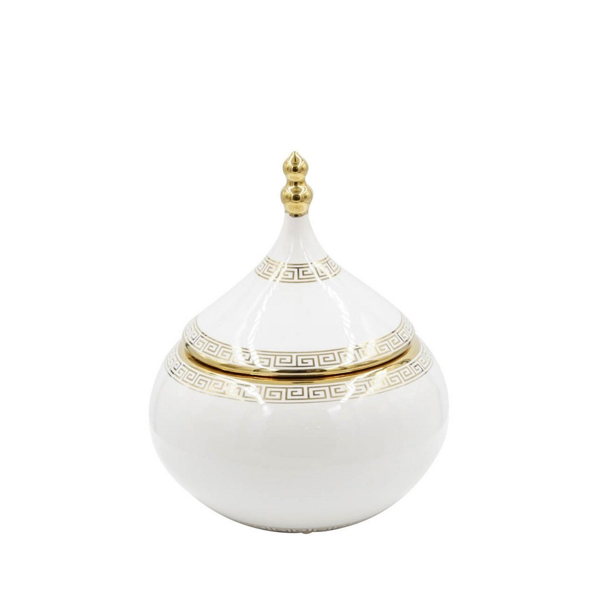 17.5cm Ginger Jar White and Gold - Bonnypack