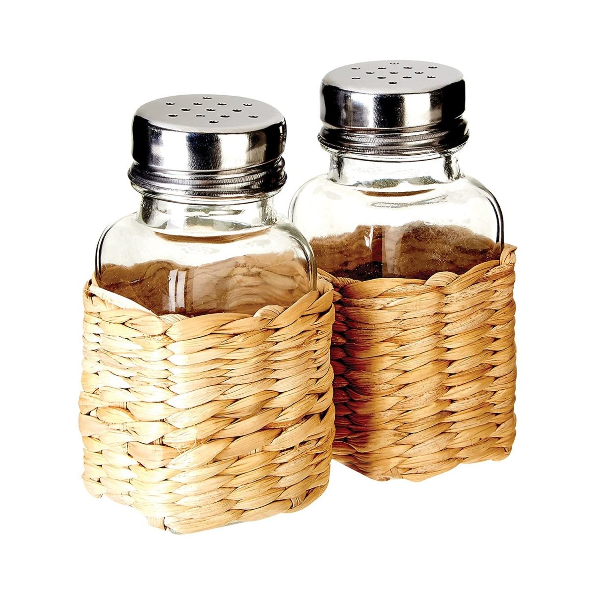 2-pc Glass Salt & Pepper Shaker with Rattan Container - Bonnypack