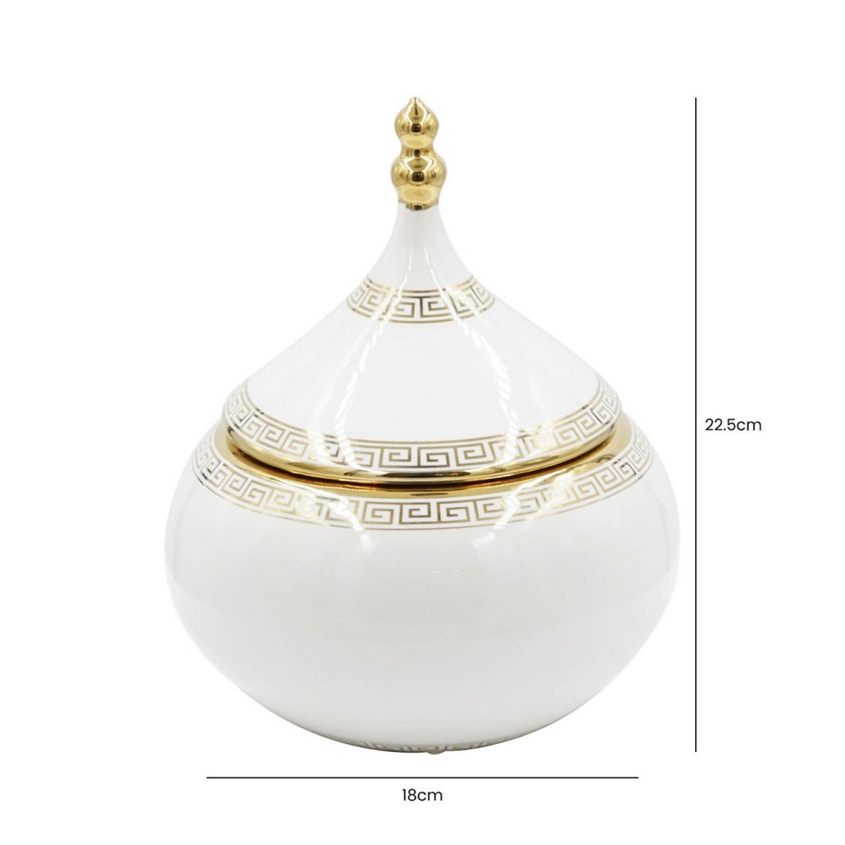 22.5cm Ginger Jar White and Gold - Bonnypack