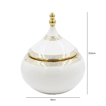 22.5cm Ginger Jar White and Gold