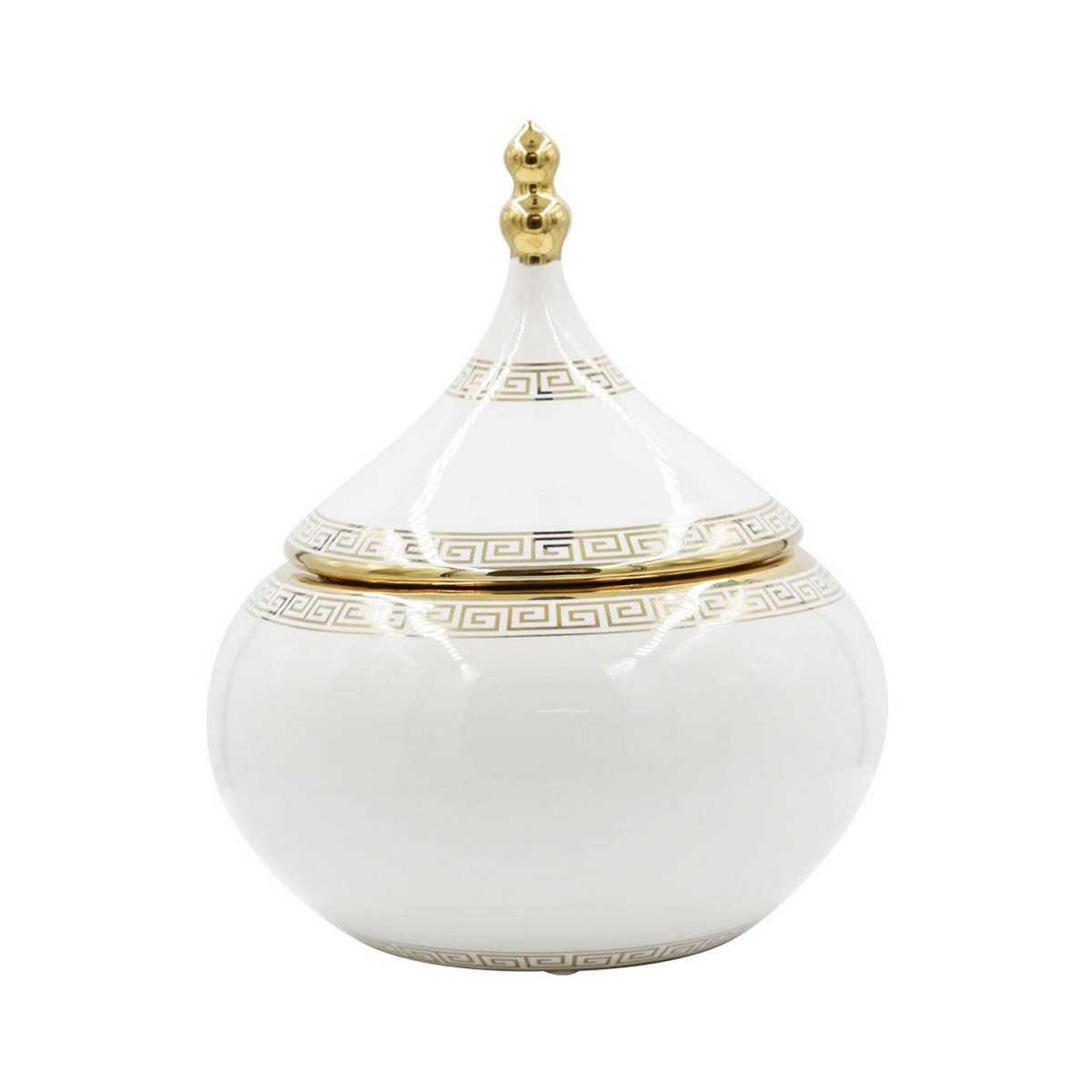 22.5cm Ginger Jar White and Gold - Bonnypack