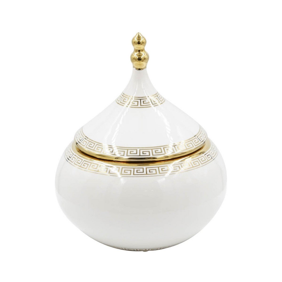 22.5cm Ginger Jar White and Gold - Bonnypack