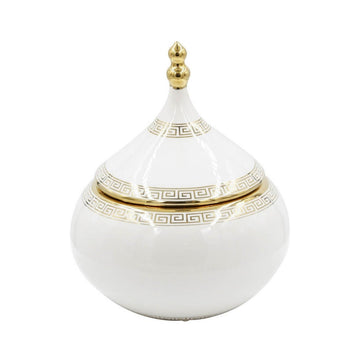 22.5cm Ginger Jar White and Gold