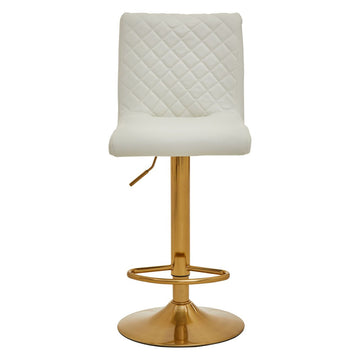 2 Pieces Baina White Gold Bar Stool With Round Base