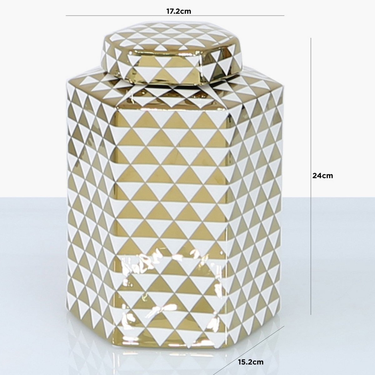 24cm Ginger Jar White And Gold - Bonnypack