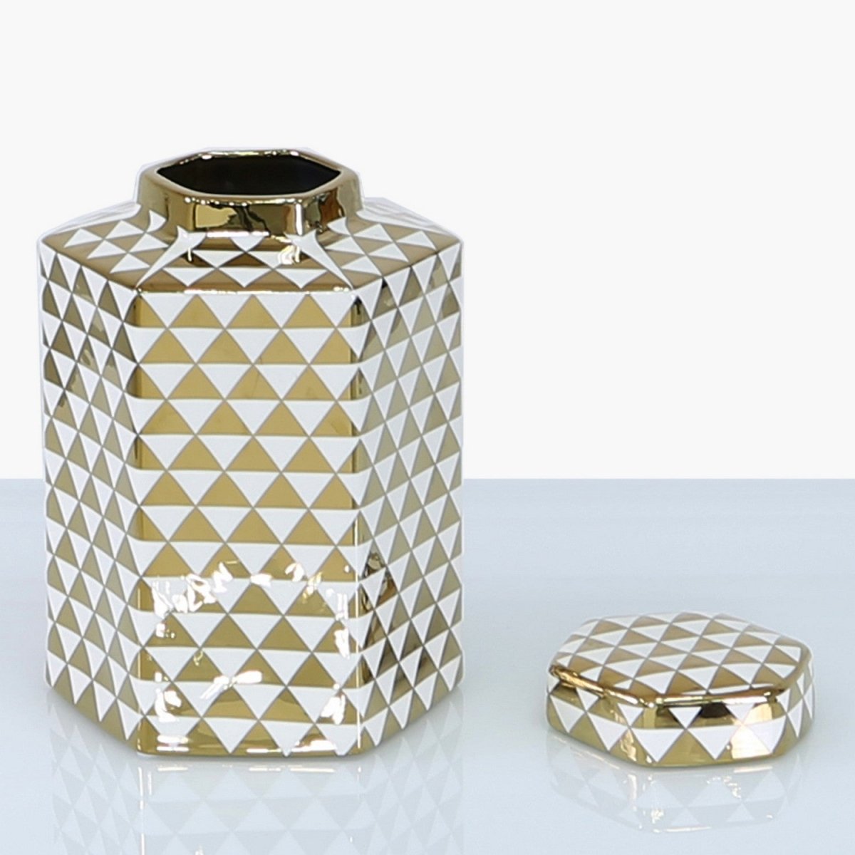 24cm Ginger Jar White And Gold - Bonnypack