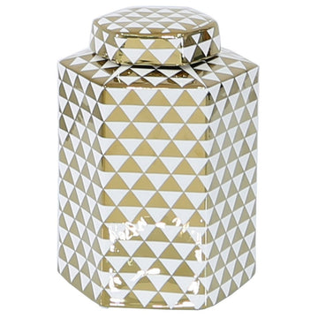 24cm Ginger Jar White And Gold