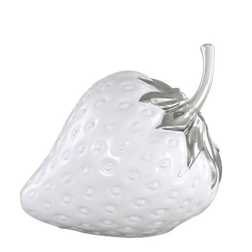 28Cm White Art Deco Strawberry Decoration With Silver Stem - Bonnypack
