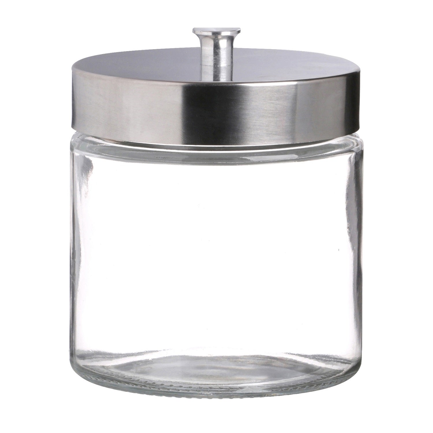 Round Glass Food Storage Jar Silver Metal Screw Lid