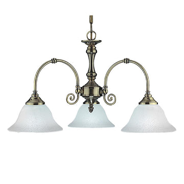 3 Lights Traditional Brass White Glass Ceiling Fitting Chandelier
