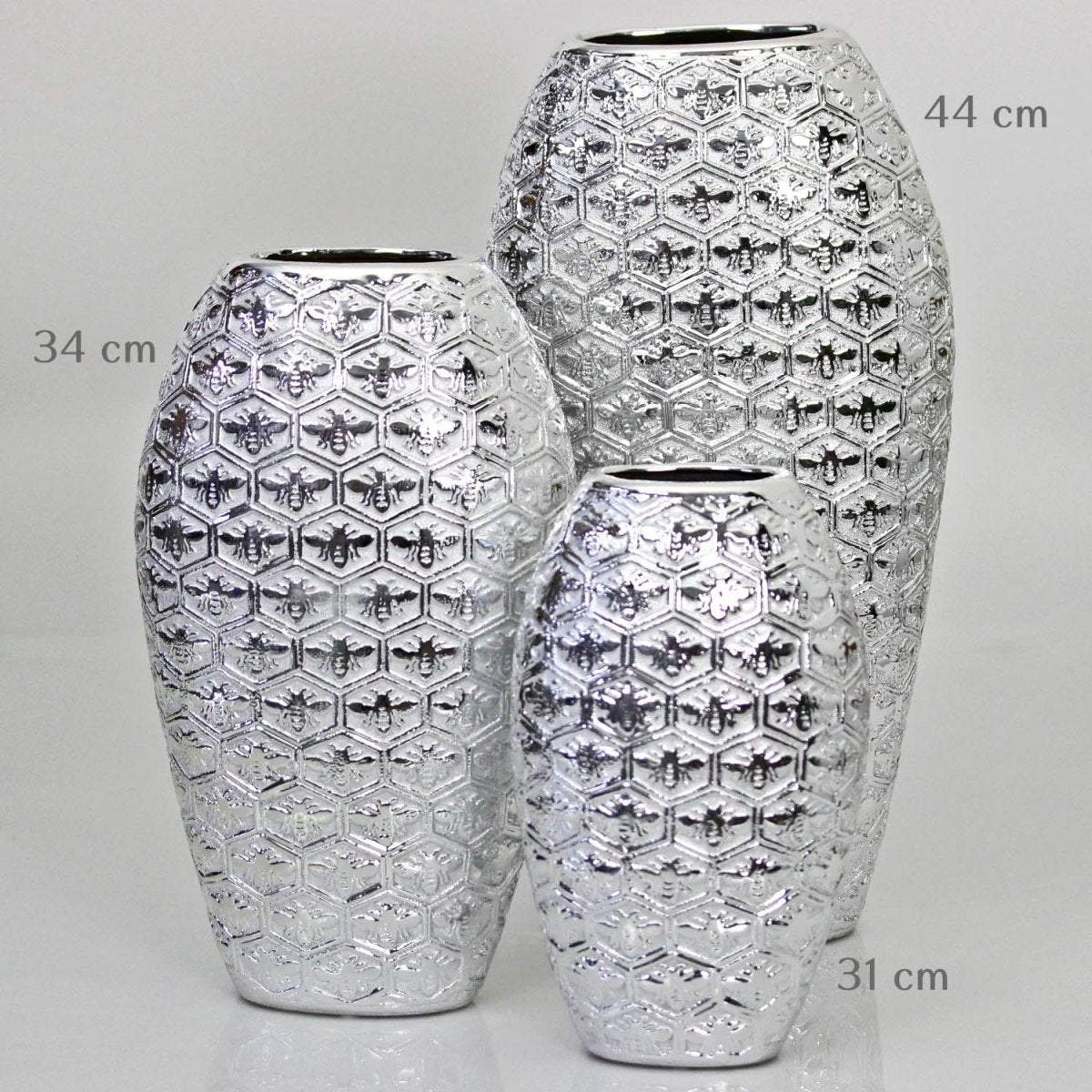 31cm Silver Art Bees Decorative Ceramic Vase - Bonnypack