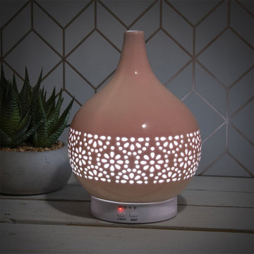 Pink Humidifier Oil Mist Geometric Design Colour Changing LED Lamp