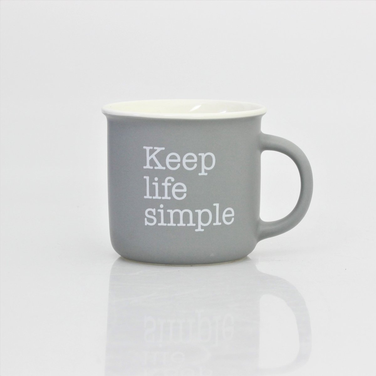 350ml Rounded Grey Keep Life Simple Text Mug - Bonnypack
