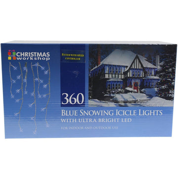 360 Blue Snowing Icicle Christmas Lights Ultra Bright LED - Bonnypack