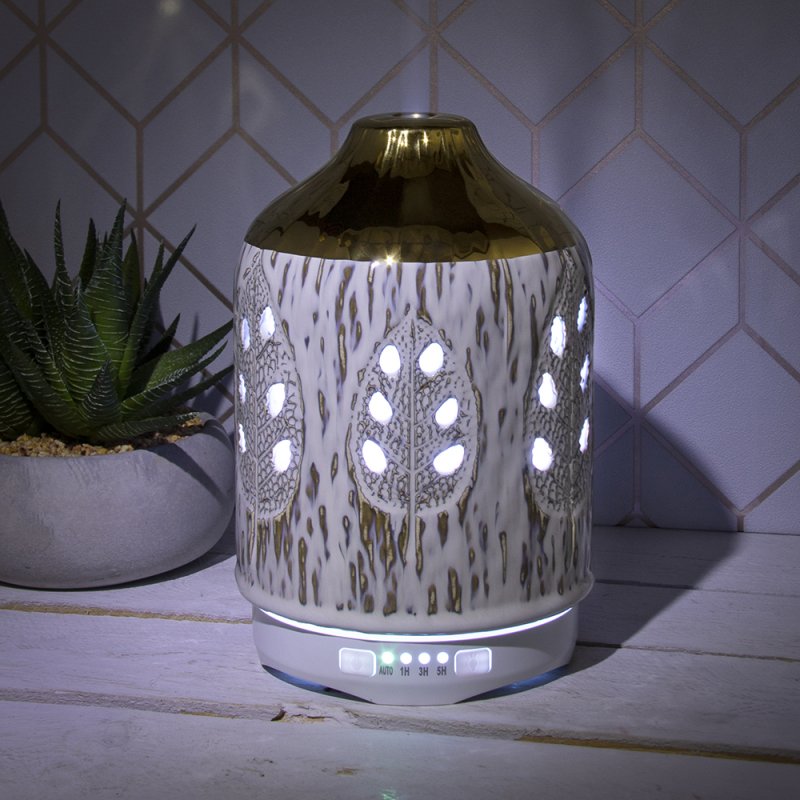 Gold Leaf Humidifier Oil Mist Colour Changing LED Lamp