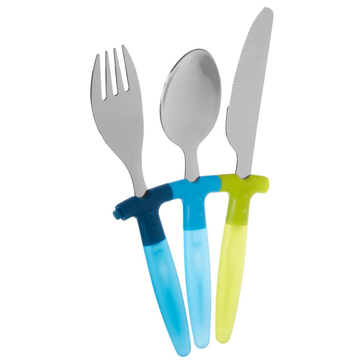 3Pc Childrens Cutlery Set Blue Handle - Bonnypack