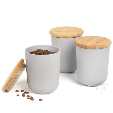 3pc Salter Earth Bamboo Fibre Grey Canister Set