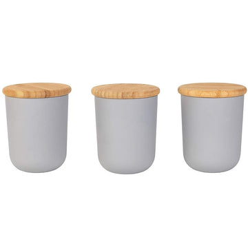 3pc Salter Earth Bamboo Fibre Grey Canister Set