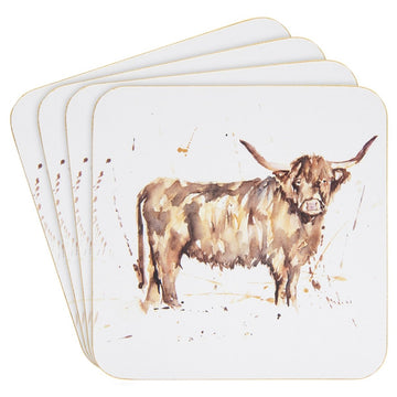 4-Set Coasters Country Life Highland Cow Laptop Support - Bonnypack