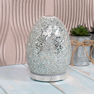 Egg Shaped Humidifier Silver Mosaic Lamp Mottled Design