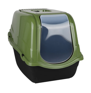 Portable Hooded Cat Litter Box Green