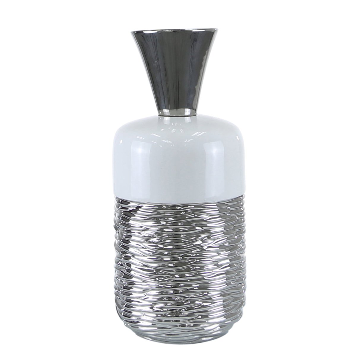 46Cm Fluted Vase Silver - Bonnypack