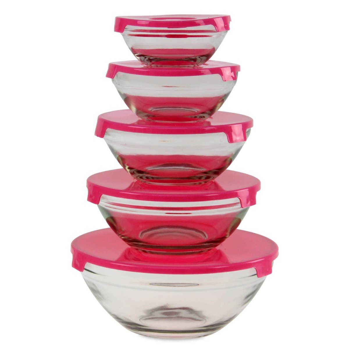 5pcs Storage Bowls with Pink Plastic Lid - Bonnypack