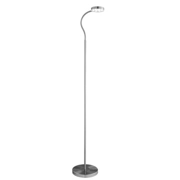 Adjustable LED Satin Silver Round Standing Standard Floor Lamp