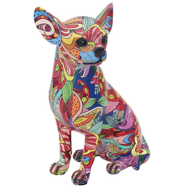 Animal Resin Figurine Groovy Art Chihuahua Statue Decor - Bonnypack