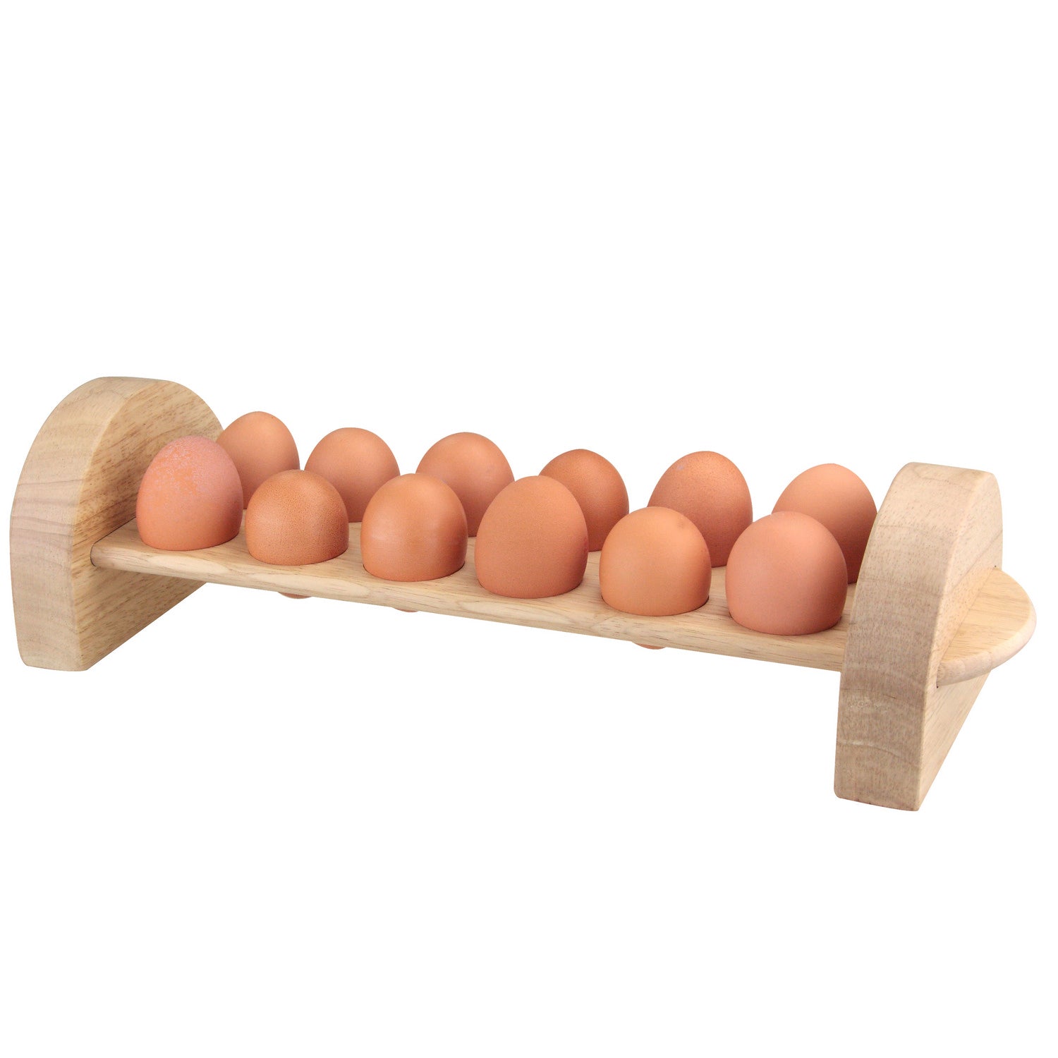 Rubberwood Wooden 12 Egg Rack Display Holder Container