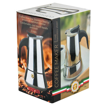 2 Cups Stainless Steel Espresso Moka Pot Coffee Maker - Bonnypack