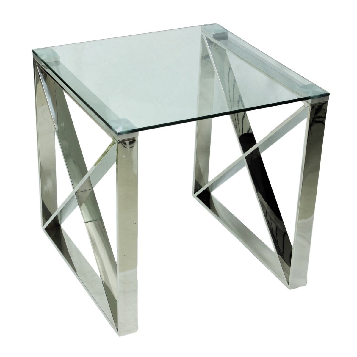 Apex Square Glass Top Side Table - Bonnypack