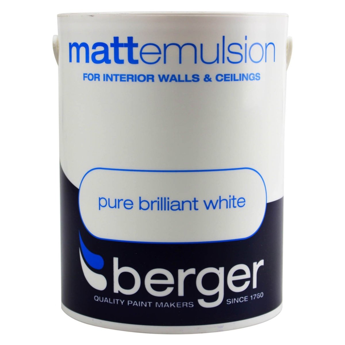 Berger 5 Litre Pure Brilliant White Matt Emulsion Paint - Bonnypack