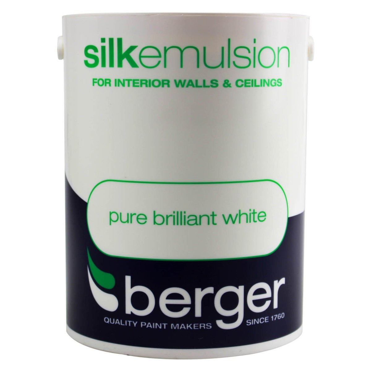 Berger 5 Litre Pure Brilliant White Silk Emulsion Paint - Bonnypack
