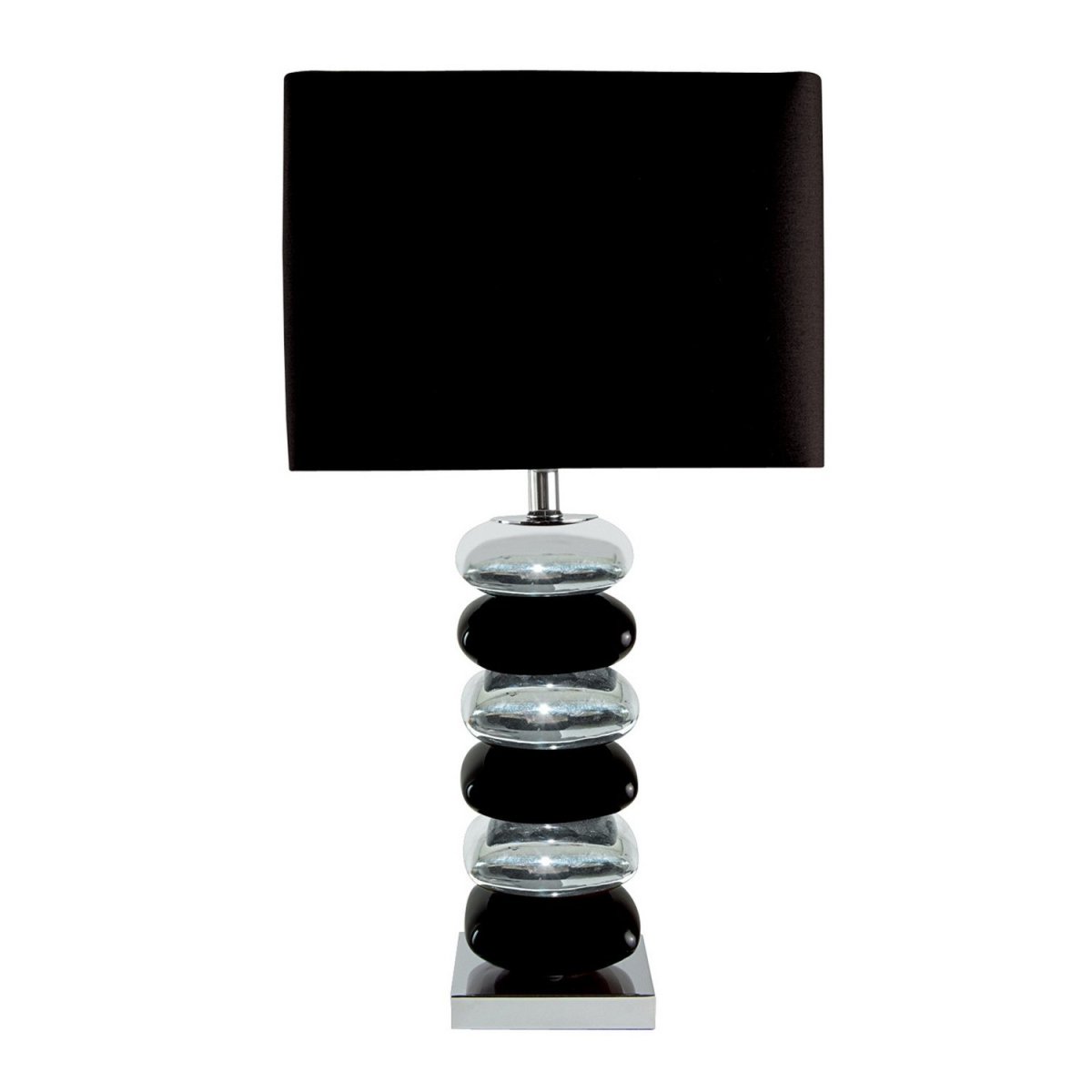Black & Chrome Pillow Stack Desk Table Lamp Fabric Shade Bedside Office Light - Bonnypack