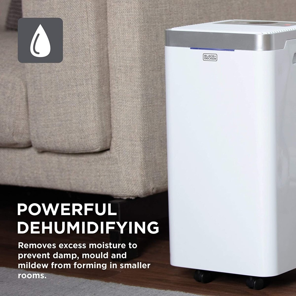 Black & Decker 12 Litre White Dehumidifier with Timer - Bonnypack