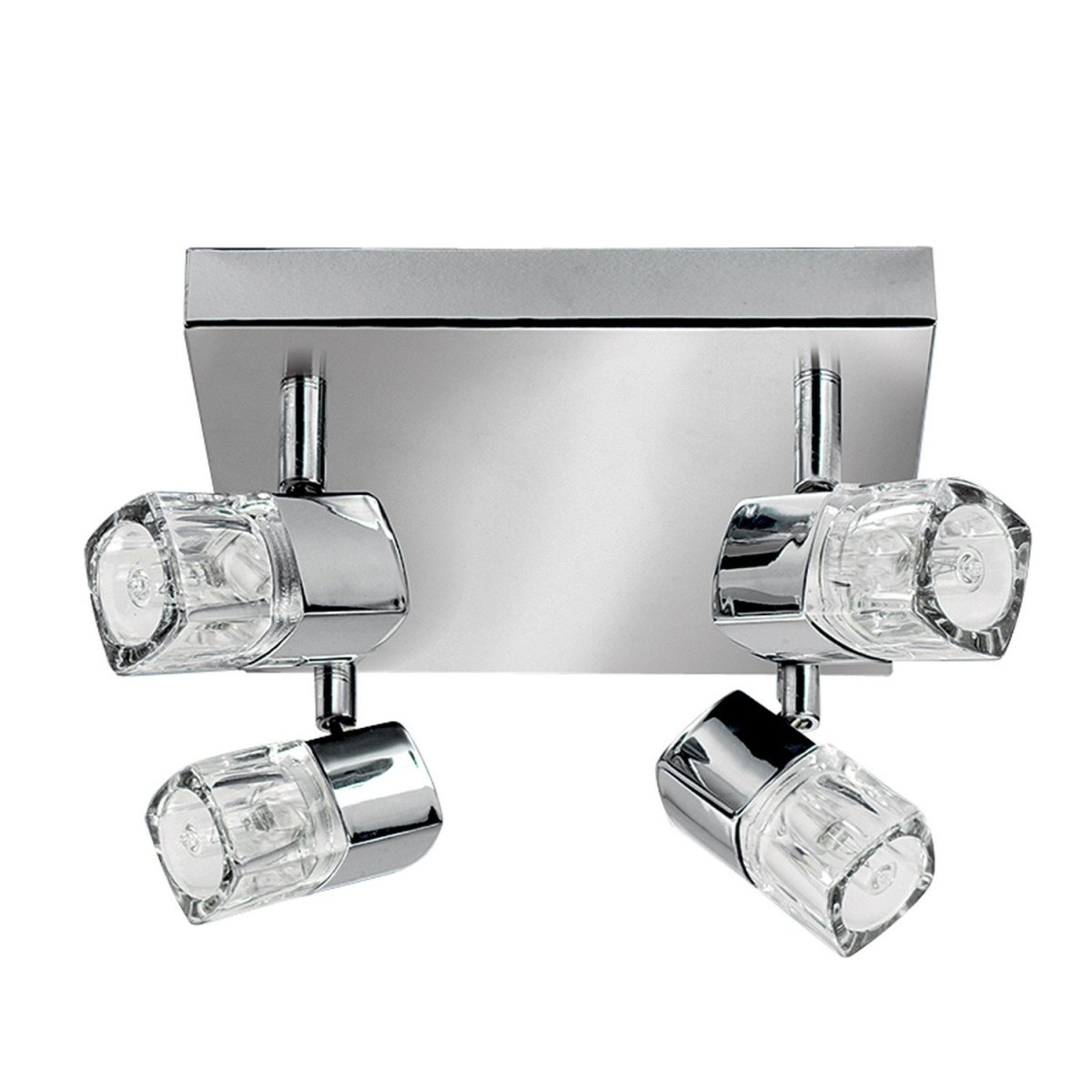 Blocs 4 Lights LED Chrome Clear Glass Spotlight Plate Ceiling Light - Bonnypack