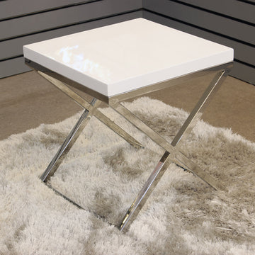 White Gloss End Table