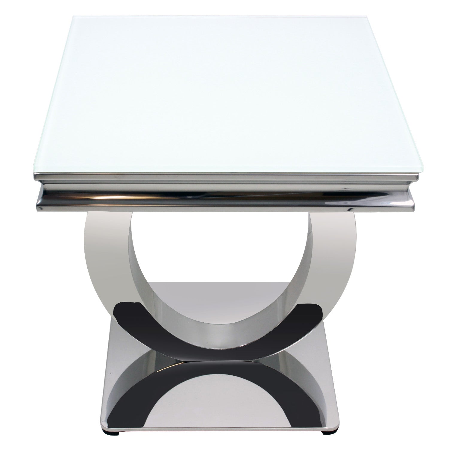 Lunar White Glass Top Side Table