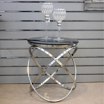 Orbit Smoked Glass Top Side Table